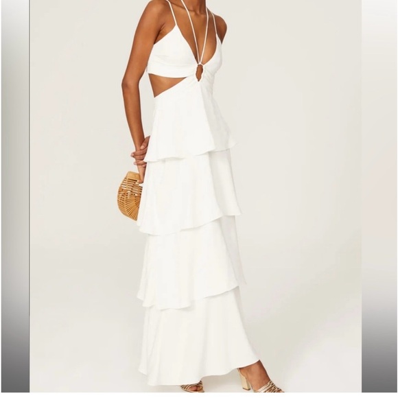 Line and dot Sonia Maxi dress in White🤍 - Picture 3 of 7